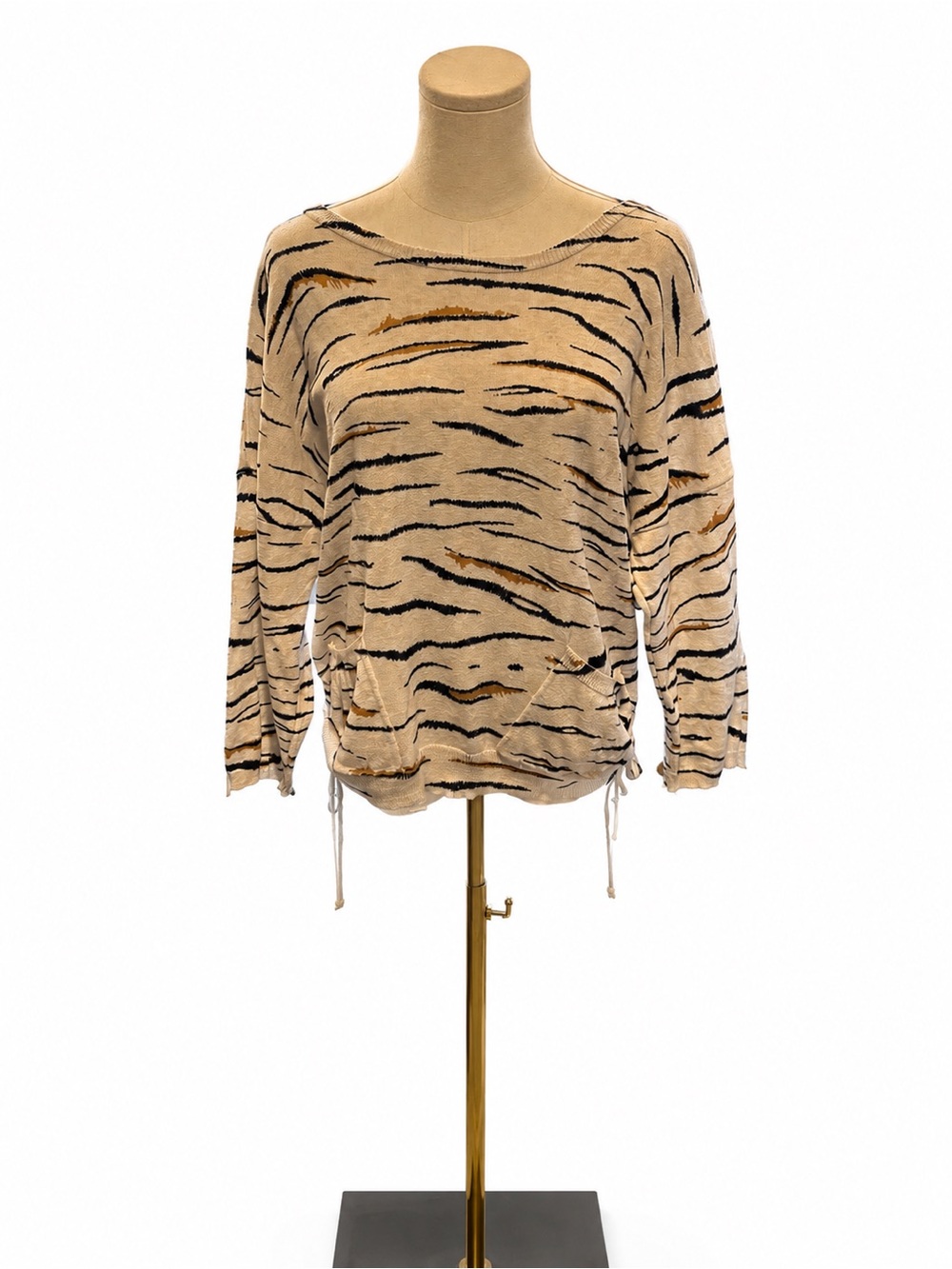 Democracy Animal Print Cotton Sweater Size Small Oversized Zebra Tiger